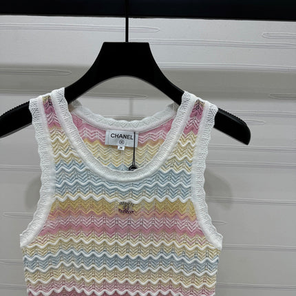 Chanel 25 Multicolor Striped Knitted Tank Top