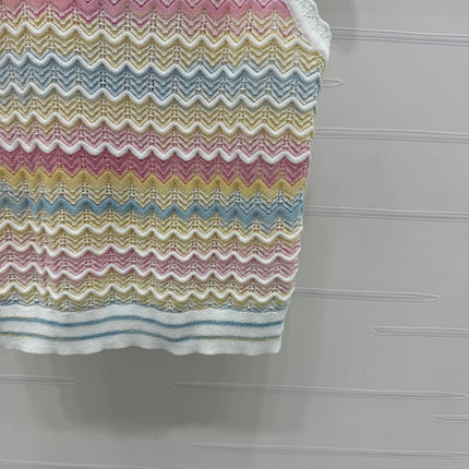 Chanel 25 Multicolor Striped Knitted Tank Top