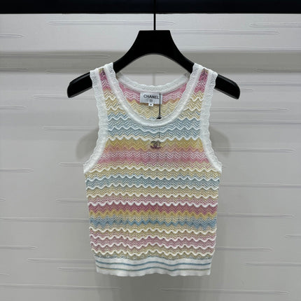 Chanel 25 Multicolor Striped Knitted Tank Top