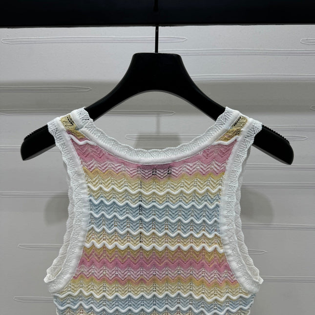 Chanel 25 Multicolor Striped Knitted Tank Top