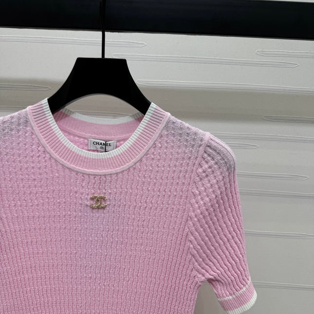 CHANEL 25S SHORT SLEEVE CREW NECK SWEATER 264254