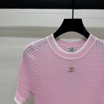 CHANEL 25S SHORT SLEEVE CREW NECK SWEATER 264254