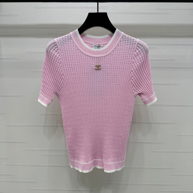 CHANEL 25S SHORT SLEEVE CREW NECK SWEATER 264254