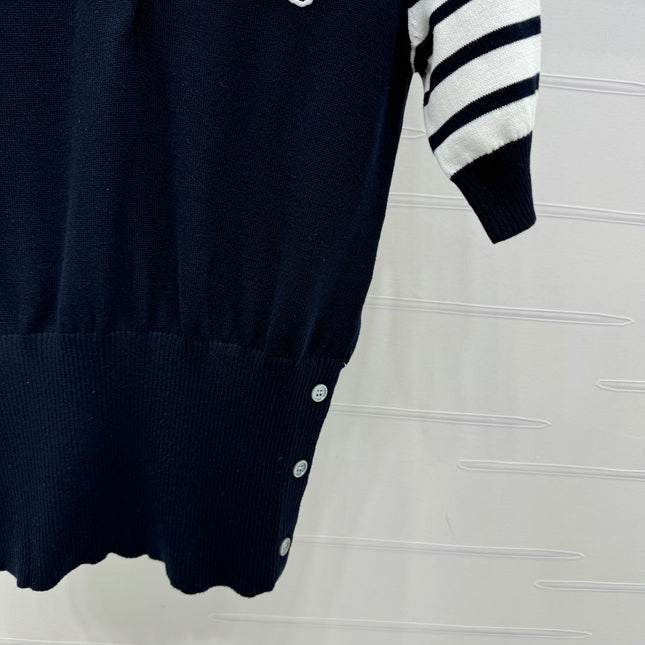 THOM SHORT-SLEEVE KNIT SWEATER WITH EMBROIDERED DOG MOTIF 274850