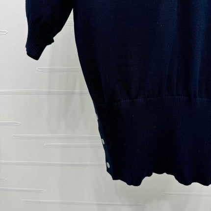 THOM SHORT-SLEEVE KNIT SWEATER WITH EMBROIDERED DOG MOTIF 274850