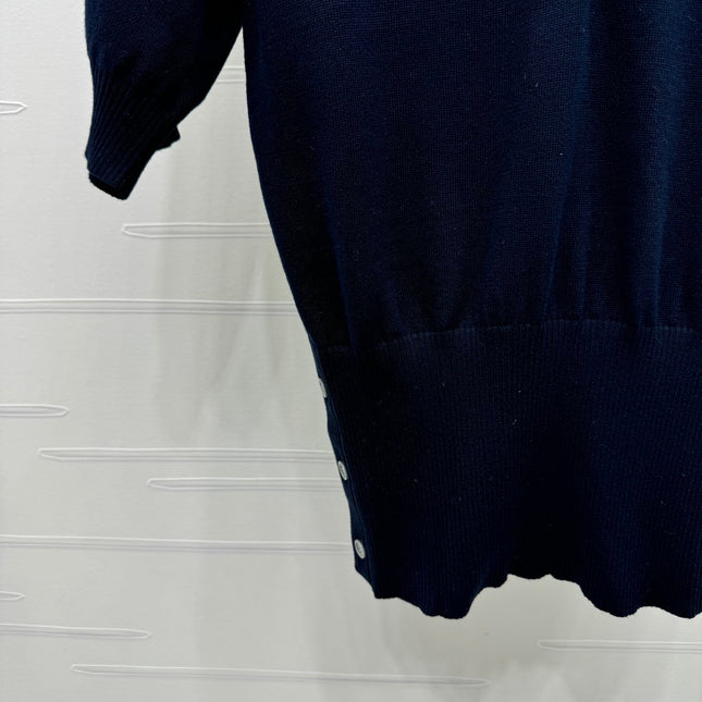 THOM SHORT-SLEEVE KNIT SWEATER WITH EMBROIDERED DOG MOTIF 274850