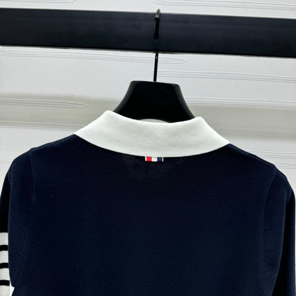 THOM SHORT-SLEEVE KNIT SWEATER WITH EMBROIDERED DOG MOTIF 274850