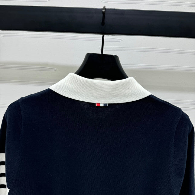 THOM SHORT-SLEEVE KNIT SWEATER WITH EMBROIDERED DOG MOTIF 274850