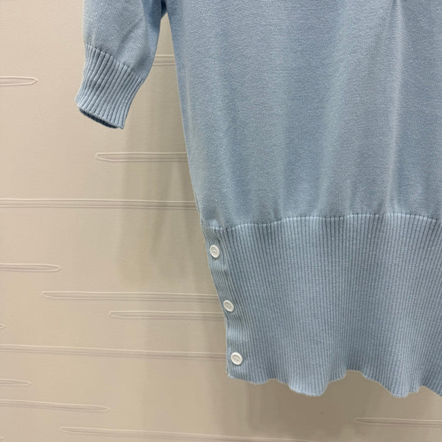 THOM SHORT-SLEEVE KNIT SWEATER WITH EMBROIDERED DOG MOTIF 274849