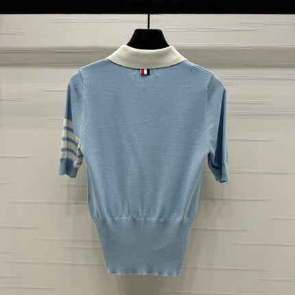 THOM SHORT-SLEEVE KNIT SWEATER WITH EMBROIDERED DOG MOTIF 274849