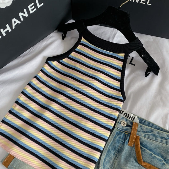 CHANEL KNITTED HALTER TOP