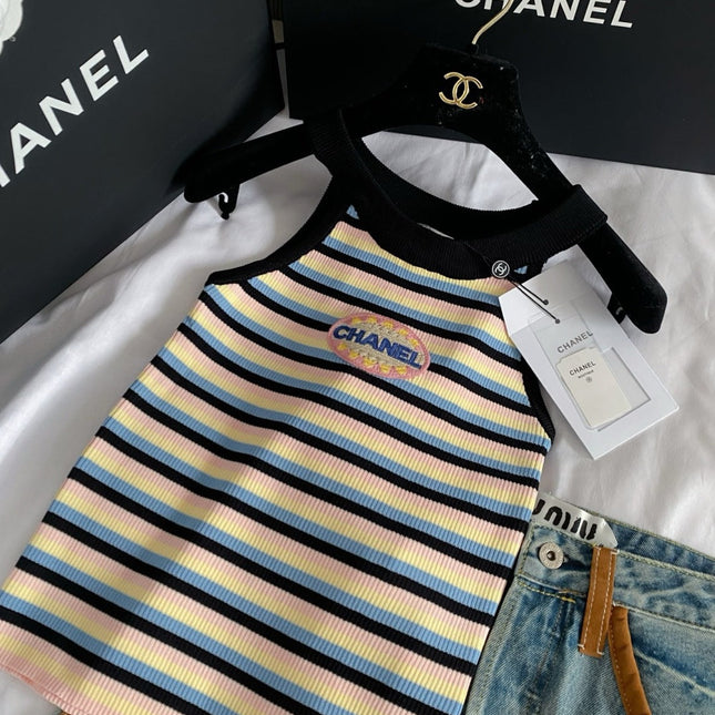 CHANEL KNITTED HALTER TOP
