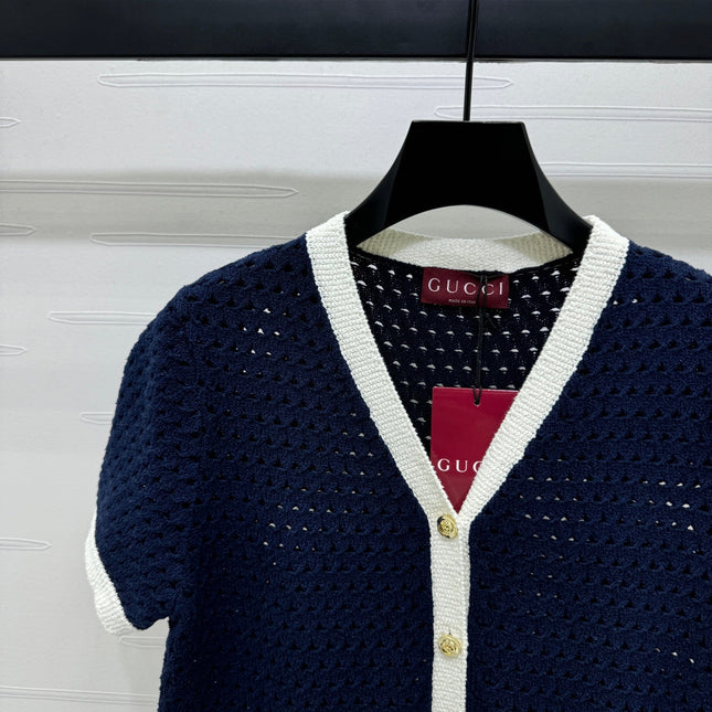 GUCCI SHORT-SLEEVE KNIT CARDIGAN 273214