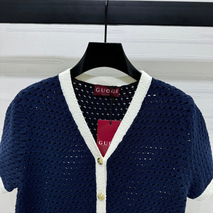 GUCCI SHORT-SLEEVE KNIT CARDIGAN 273214