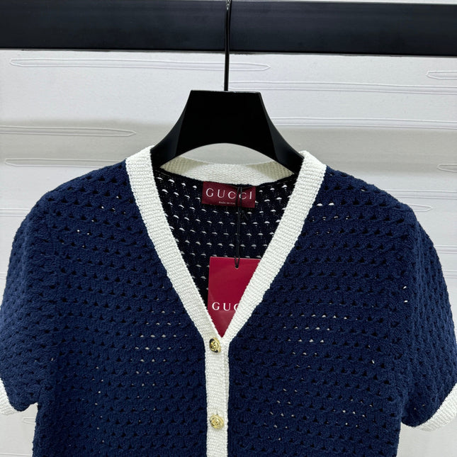 GUCCI SHORT-SLEEVE KNIT CARDIGAN 273214