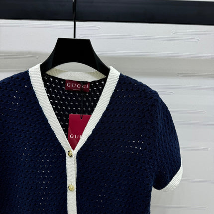GUCCI SHORT-SLEEVE KNIT CARDIGAN 273214