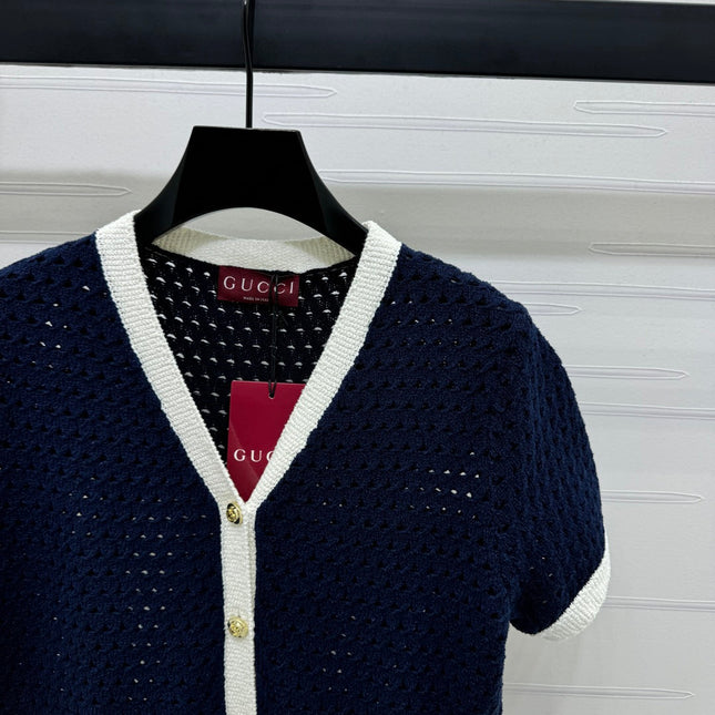 GUCCI SHORT-SLEEVE KNIT CARDIGAN 273214