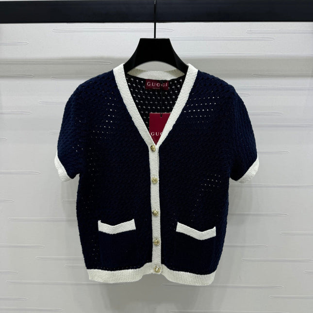 GUCCI SHORT-SLEEVE KNIT CARDIGAN 273214