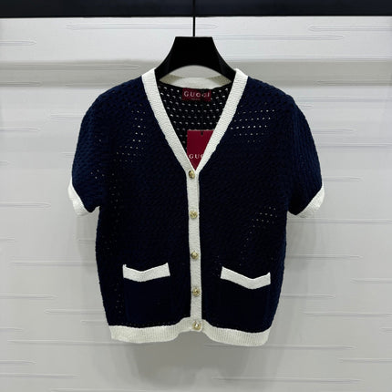 GUCCI SHORT-SLEEVE KNIT CARDIGAN 273214