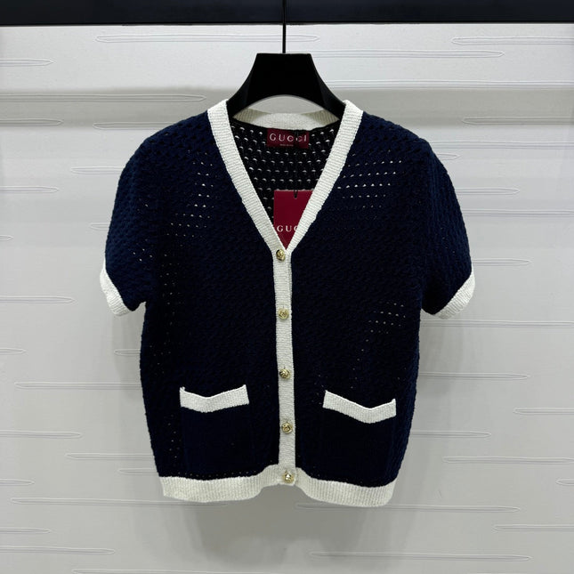 GUCCI SHORT-SLEEVE KNIT CARDIGAN 273214
