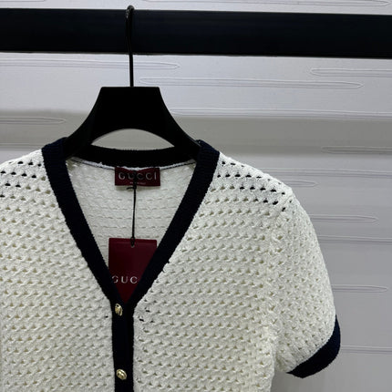 GUCCI SHORT-SLEEVE KNIT CARDIGAN 273215