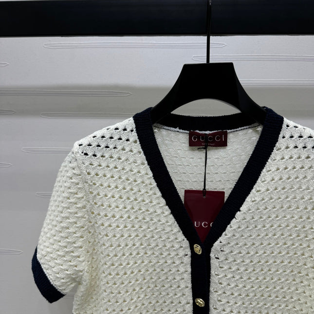 GUCCI SHORT-SLEEVE KNIT CARDIGAN 273215