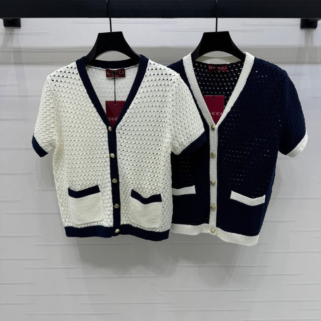 GUCCI SHORT-SLEEVE KNIT CARDIGAN 273215