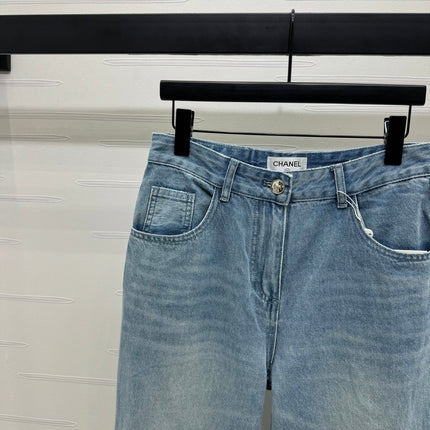 CHANEL 25S HIGH WAISTED DENIM PANTS 264194