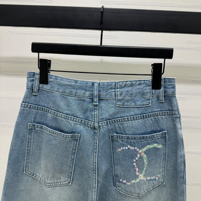 CHANEL 25S HIGH WAISTED DENIM PANTS 264194