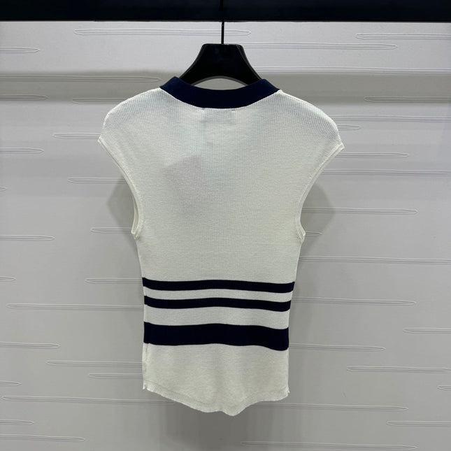 MIU 25S ICE STRIPE KNIT VEST 264114