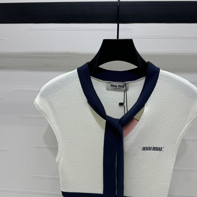 MIU 25S ICE STRIPE KNIT VEST 264114