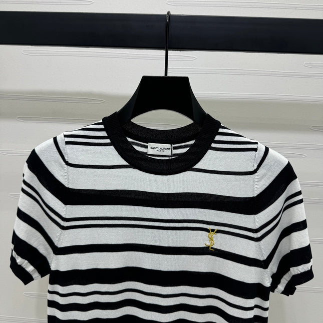 YSL 25S WHITE COLLAR SHORT SLEEVE T-SHIRT 264093