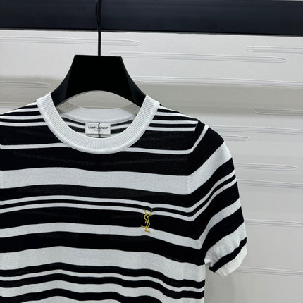 YSL 25S WHITE COLLAR SHORT SLEEVE T-SHIRT 264092