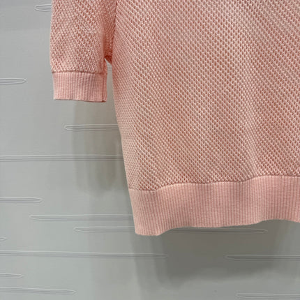 PRAD 25S HOLLOW KNIT SHORT SLEEVE TOP 264136