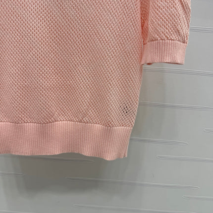 PRAD 25S HOLLOW KNIT SHORT SLEEVE TOP 264136