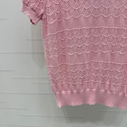 CHANEL 25S HOLLOW KNIT SHORT SLEEVE TOP 264152