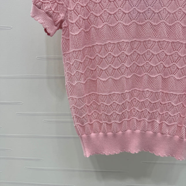 CHANEL 25S HOLLOW KNIT SHORT SLEEVE TOP 264152