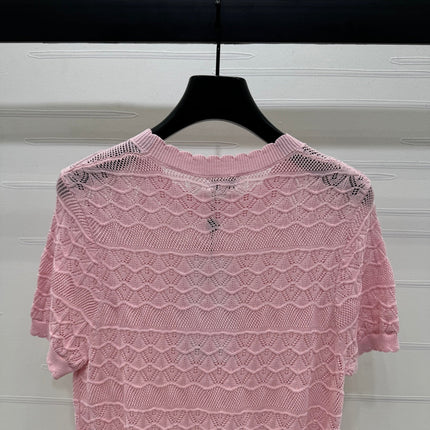 CHANEL 25S HOLLOW KNIT SHORT SLEEVE TOP 264152