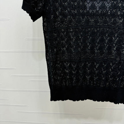 CHANEL 25S HOLLOW KNIT SHORT SLEEVE TOP 264151