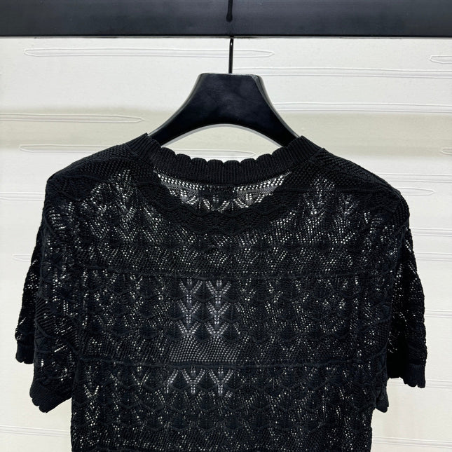 CHANEL 25S HOLLOW KNIT SHORT SLEEVE TOP 264151