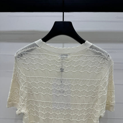 CHANEL 25S HOLLOW KNIT SHORT SLEEVE TOP 264150