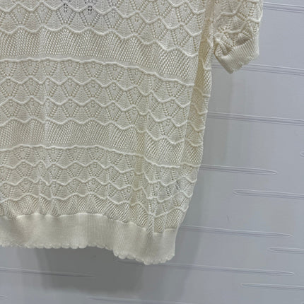 CHANEL 25S HOLLOW KNIT SHORT SLEEVE TOP 264150