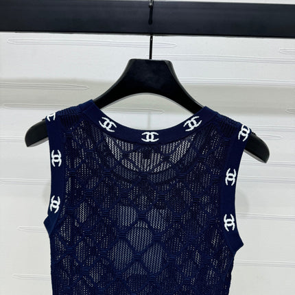 CHANEL 25S DIAMOND HOLLOW KNIT VEST 264031