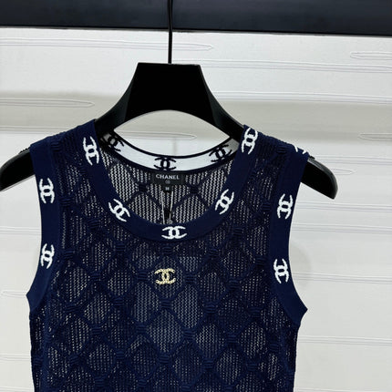 CHANEL 25S DIAMOND HOLLOW KNIT VEST 264031