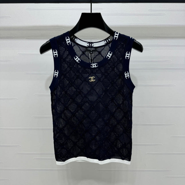 CHANEL 25S DIAMOND HOLLOW KNIT VEST 264031