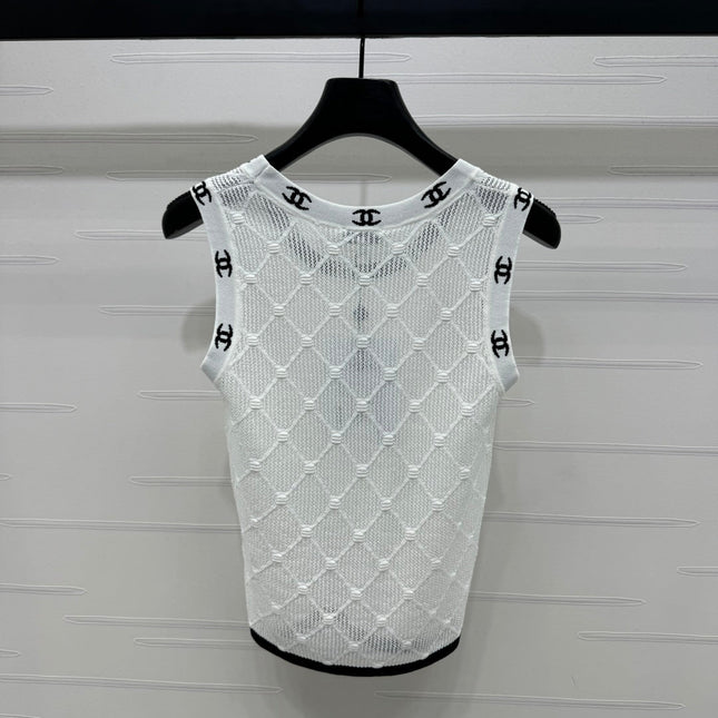 CHANEL 25S DIAMOND HOLLOW KNIT VEST 264033