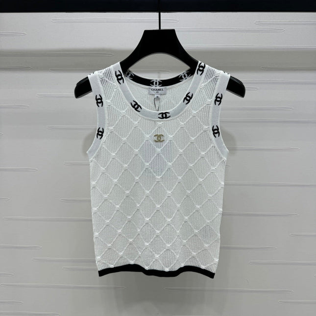 CHANEL 25S DIAMOND HOLLOW KNIT VEST 264033
