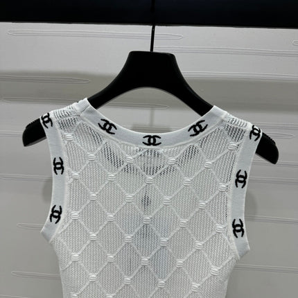 CHANEL 25S DIAMOND HOLLOW KNIT VEST 264033