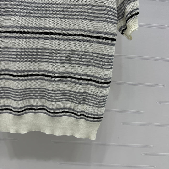 CHANEL 25S HOLLOW WOVEN POLO SHIRT 264075