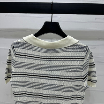 CHANEL 25S HOLLOW WOVEN POLO SHIRT 264075